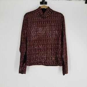 NWT Zara Geometric Sequin Top w/ Statement Sleeves / Party Ready - BOHO 60s-70's